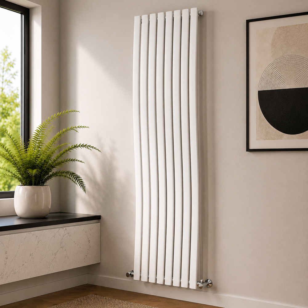 Go Bathrooms Gamma 2926 BTU White High Output Steel Vertical Radiator 1785 x 413mm Image 3