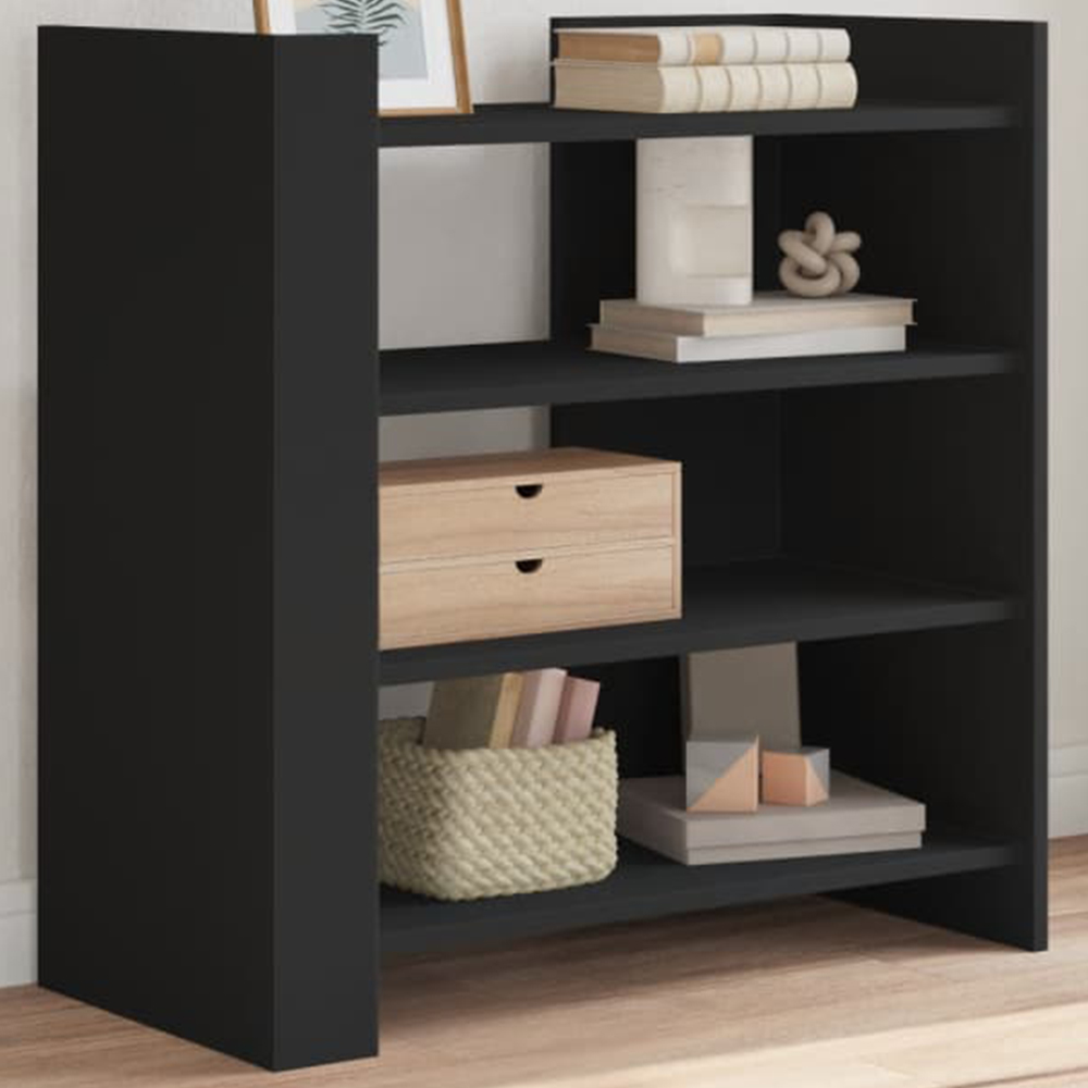 vidaXL 4 Shelf Black Wooden Sideboard Image 1