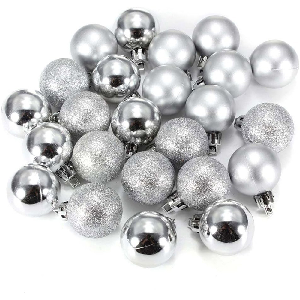 Shatchi 3cm Silver Shatterproof Christmas Bauble 12 Pack Image 2