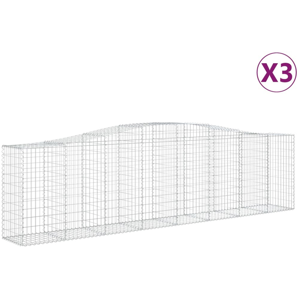 vidaXL Silver Galvanised Iron Arched Gabion Basket 400 x 50 x 100/120cm 3 Pack Image 4