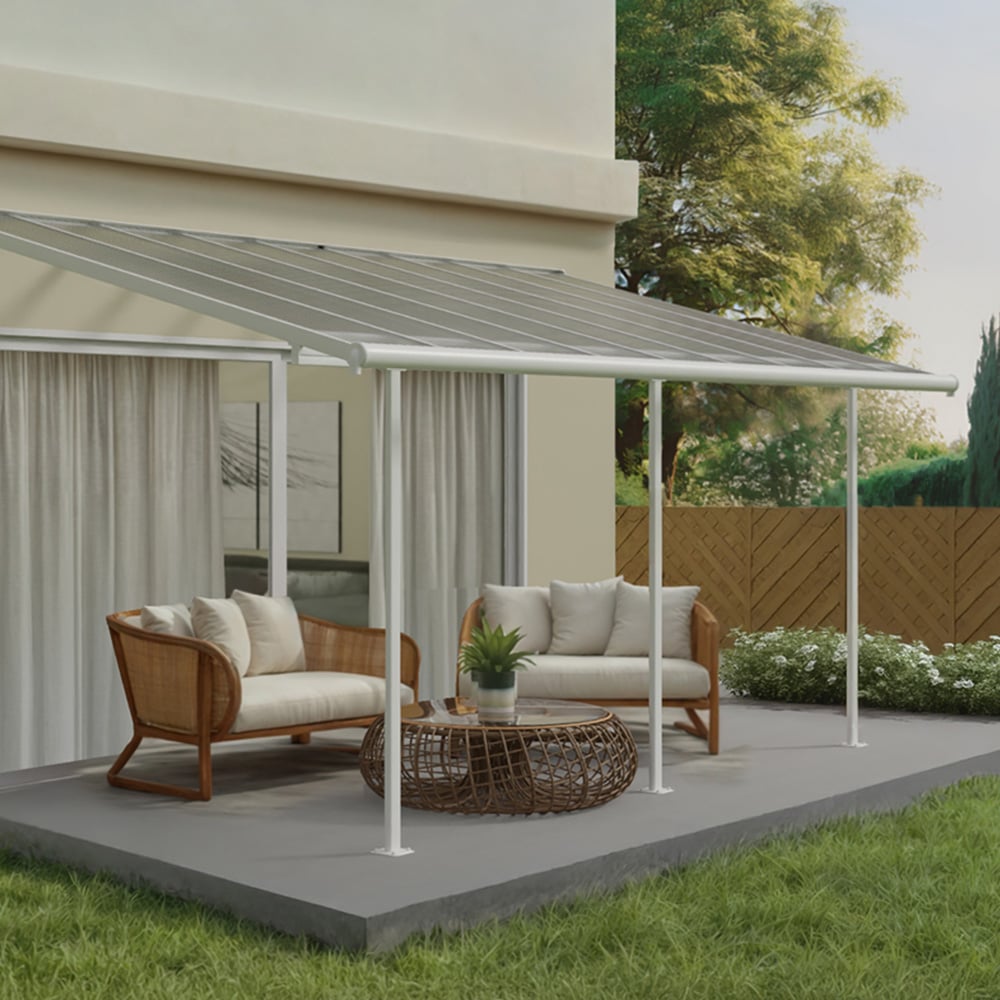 Palram Canopia Sierra White and Clear 3 x 5.46m Patio Cover Image 1