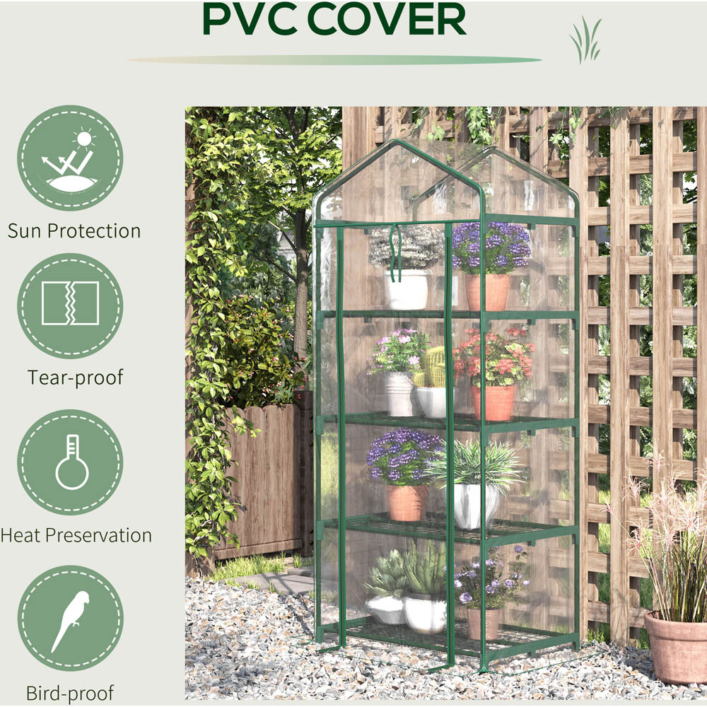 Outsunny Clear 2.3 x 1.6ft 4-Tier Mini Greenhouse Image 5