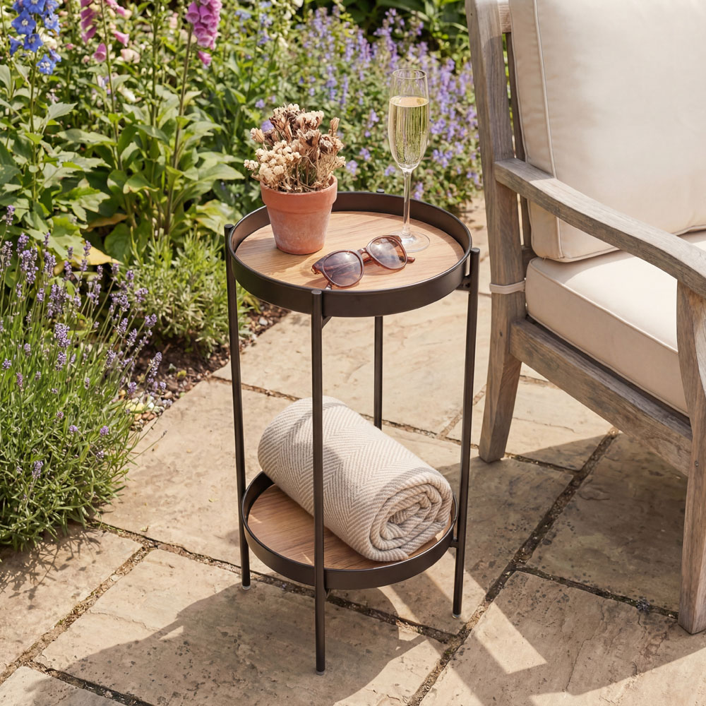 Noa and Nani Solna Single Shelf Black Garden Side Table Image 5