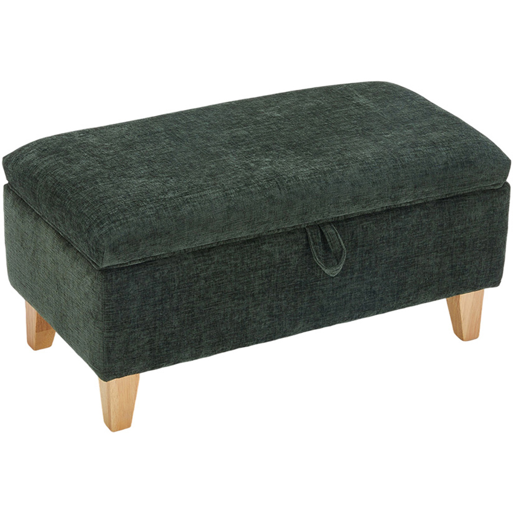 Living and Home Green Chenille Upholstered Storage Ottoman Image 2