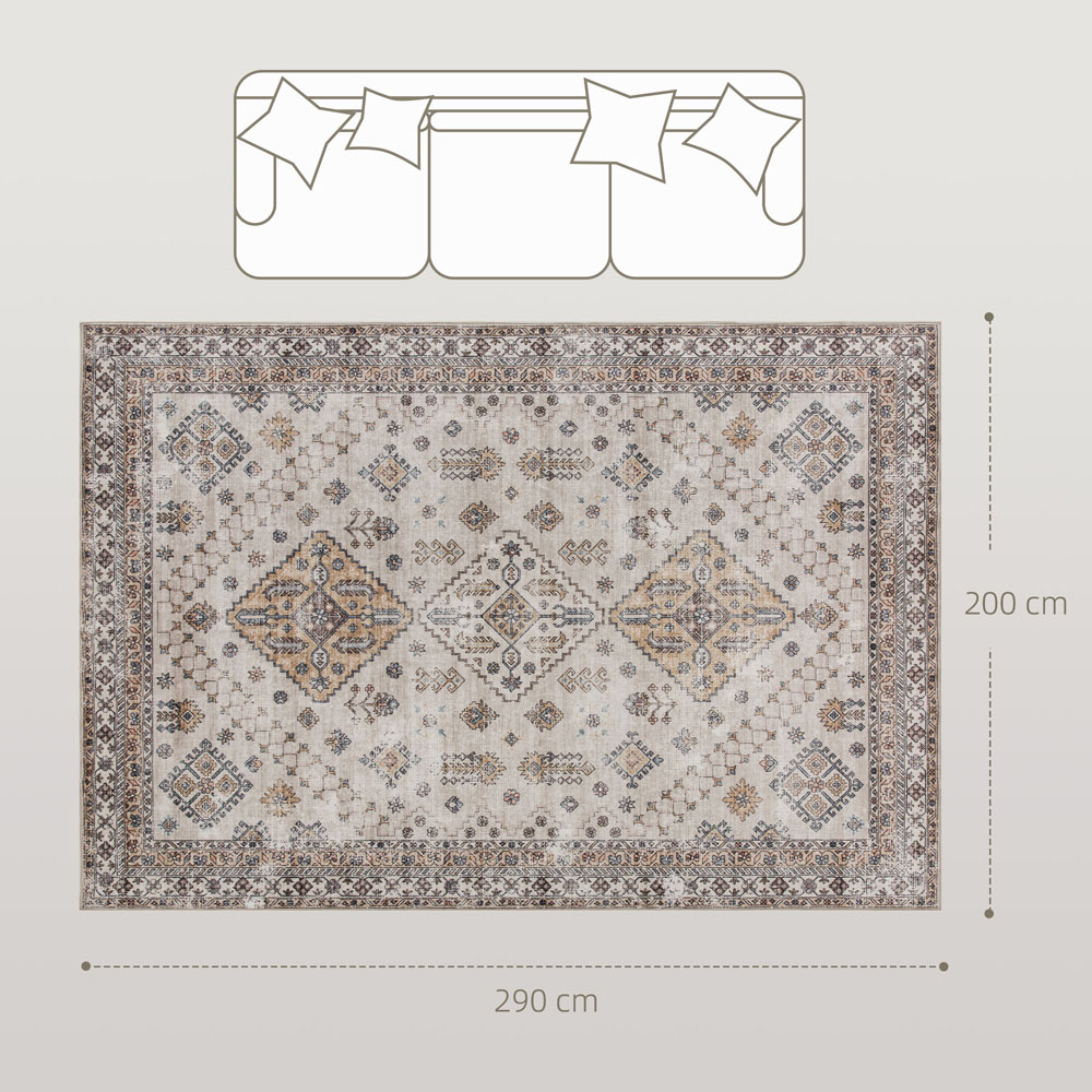 HOMCOM Beige Flannel Non Slip Rug 200 x 290cm Image 9