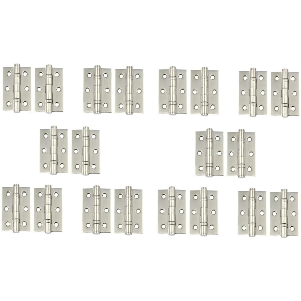Golden Grace Satin Nickel Ball Bearing Timber Door Hinge Pair 75mm 10 Pack Image 1