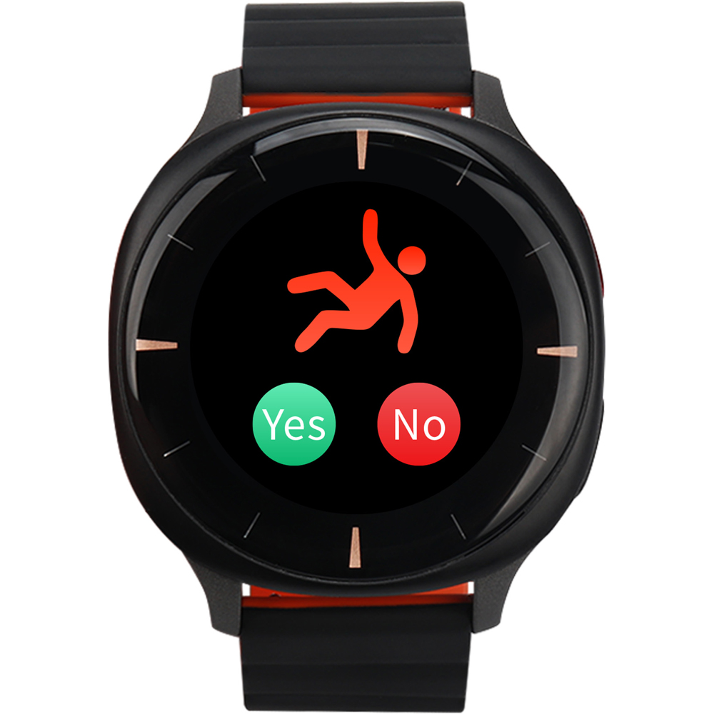 Audar E2-CB Charcoal and Black IoT Vital Sign Monitor Watch with Fall Detection and GPS SOS Alerts Image 4