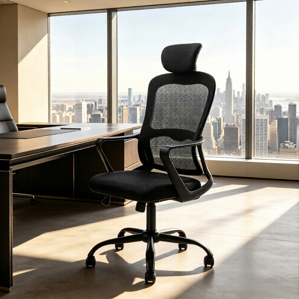 Living and Home Black Mesh Reclining Office Chair Image 7