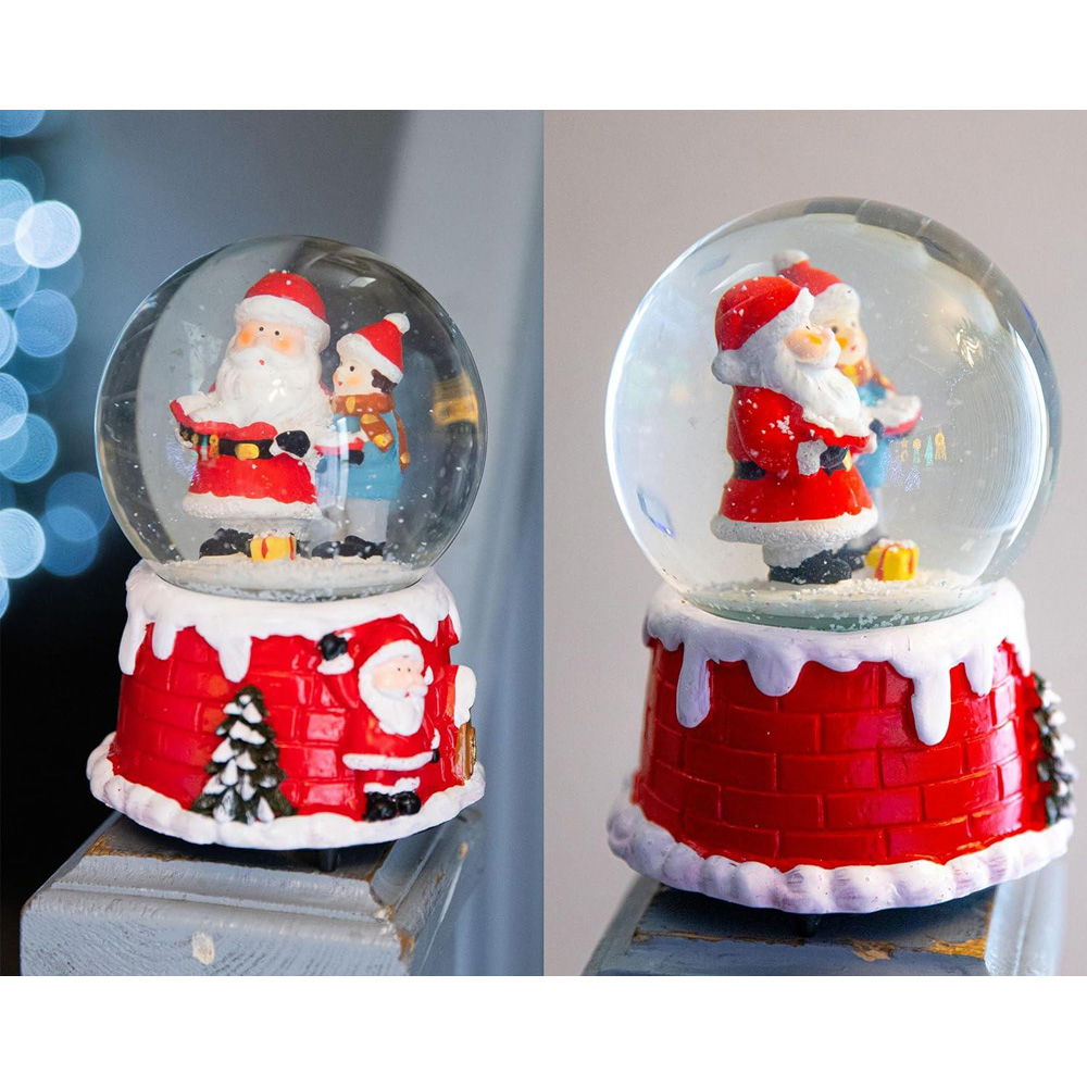 Single Shatchi Christmas Santa Tree Scene Resin Base Musical Snowglobe in Assorted Style Image 4