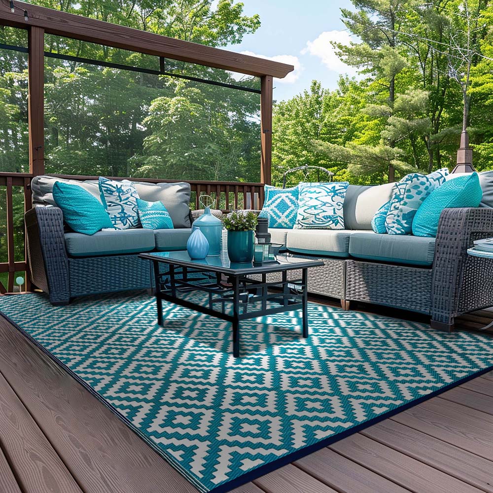 Green Decore Nirvana Teal Blue and White Outdoor Rug 240 x 300cm Image 2