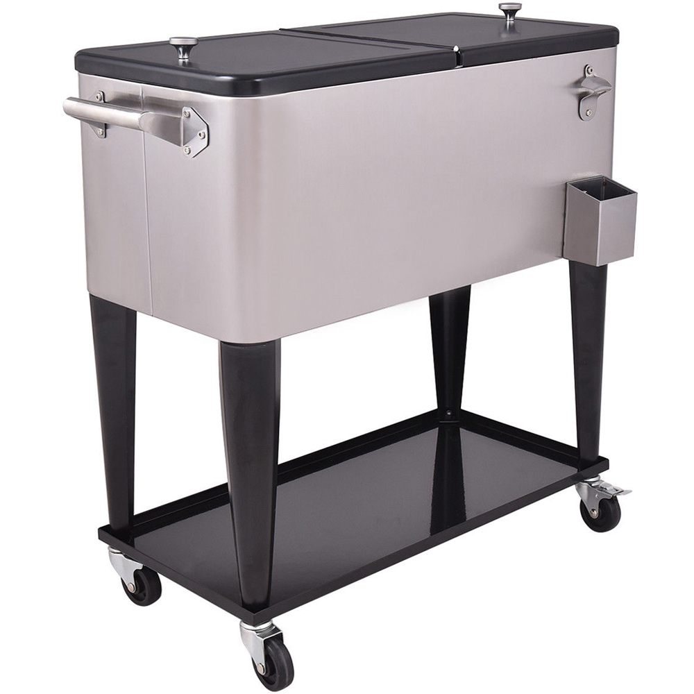 Costway Stainless Steel 76L Bar Party Drink Ice Bucket Trolley Car Cooler Image 1