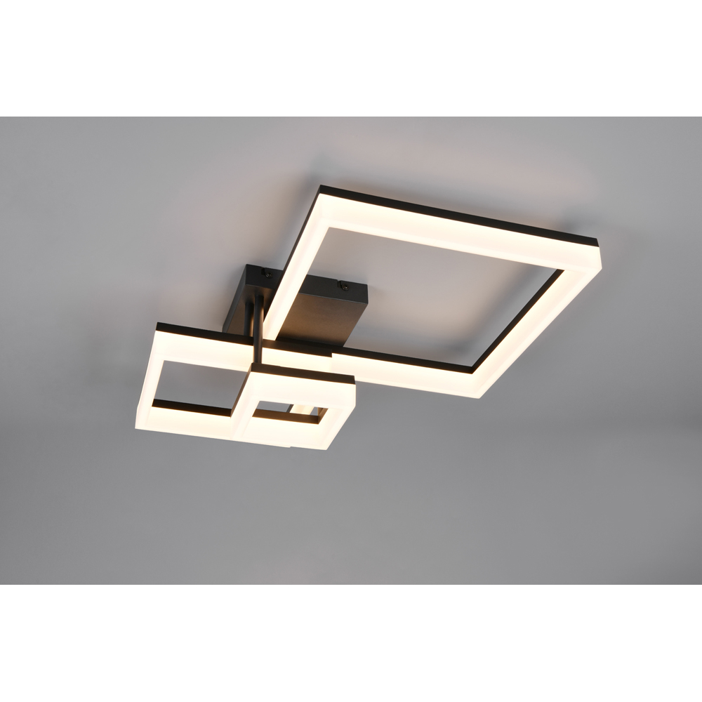 TRIO Camino Matt Black Square LED Ceiling Light Image 2