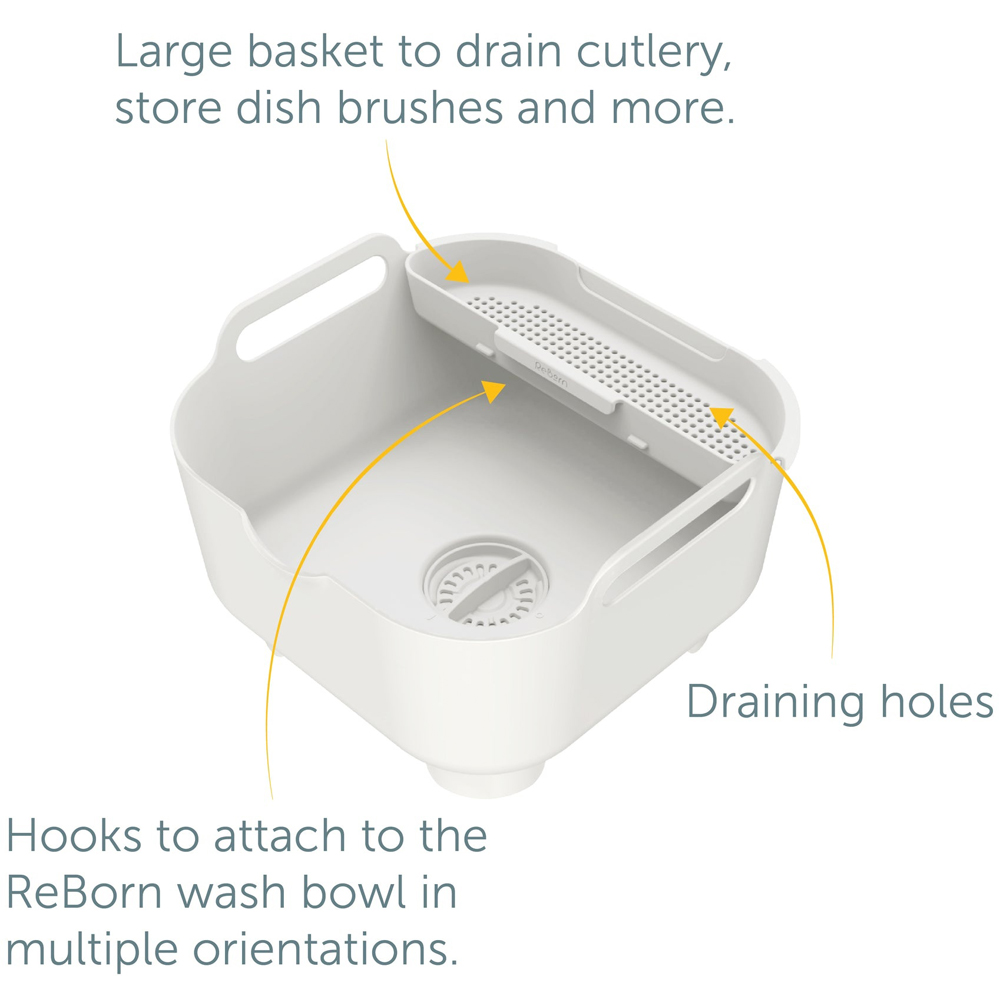 ReBorn Stone Effect Large Washing Up Bowl with Removable Multipurpose Drainer 9L Image 5