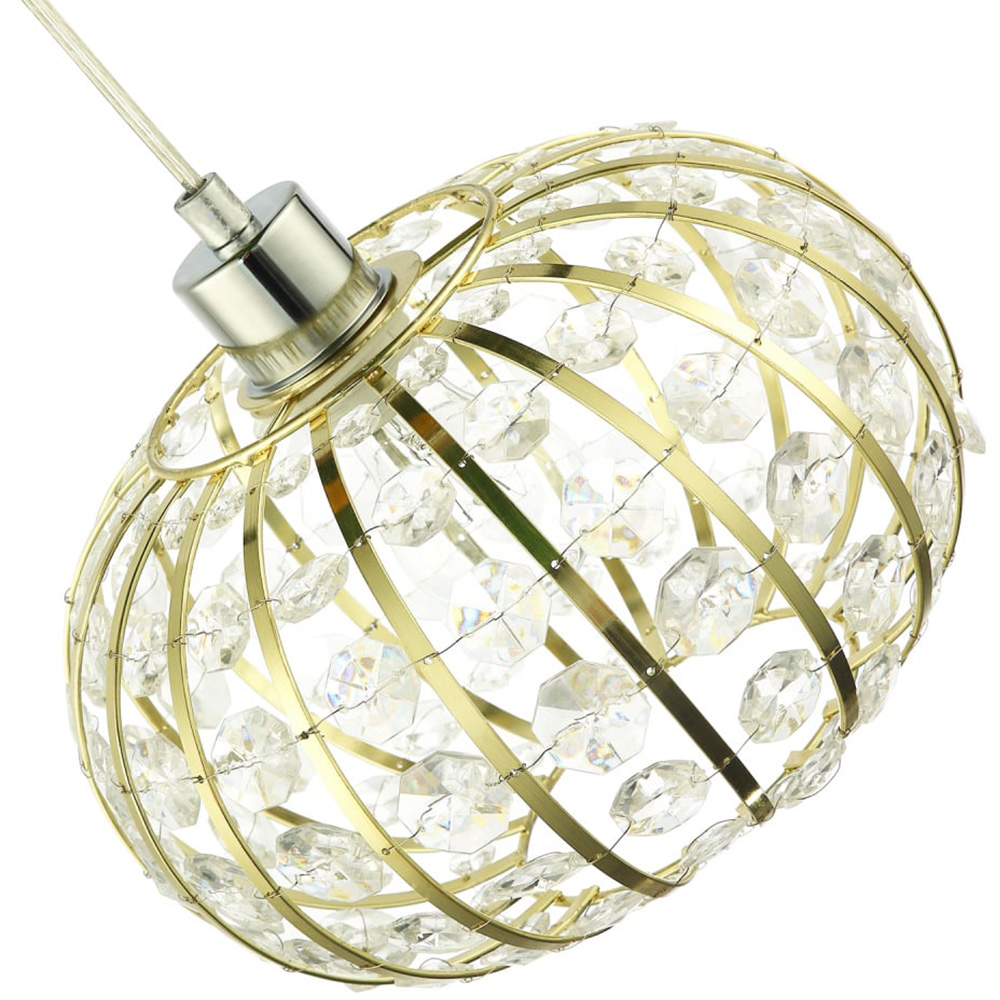 Happy Homewares Gold Plated Cage Pendant Shade with Acrylic Bead Image 4