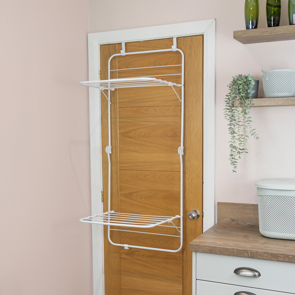 JVL White Over Door Clothes Drying Rack 8.5m Image 2