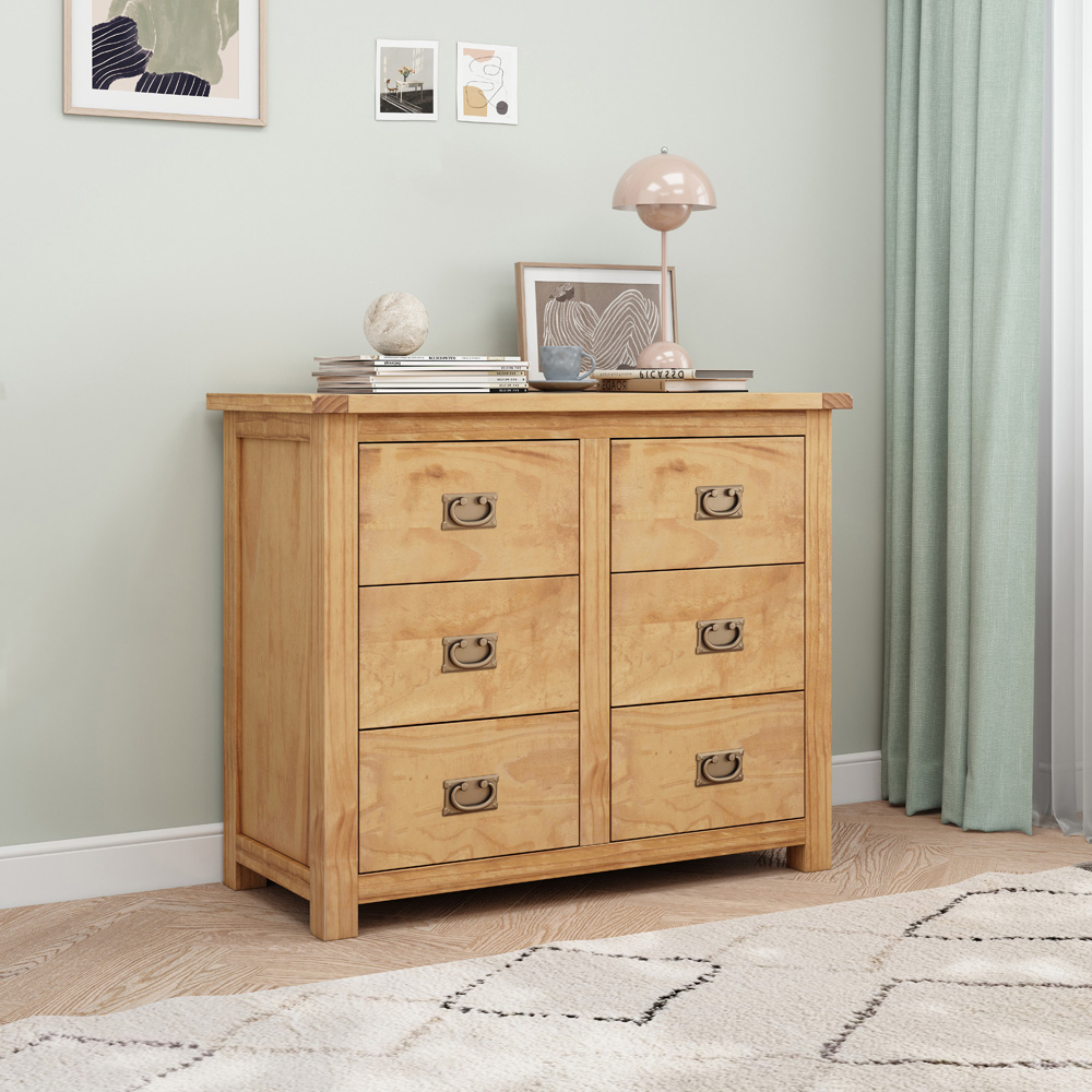 Cabinet Bits Lugo 6 Drawer Brown Brass Drop Handle Chest of Drawers Image 8