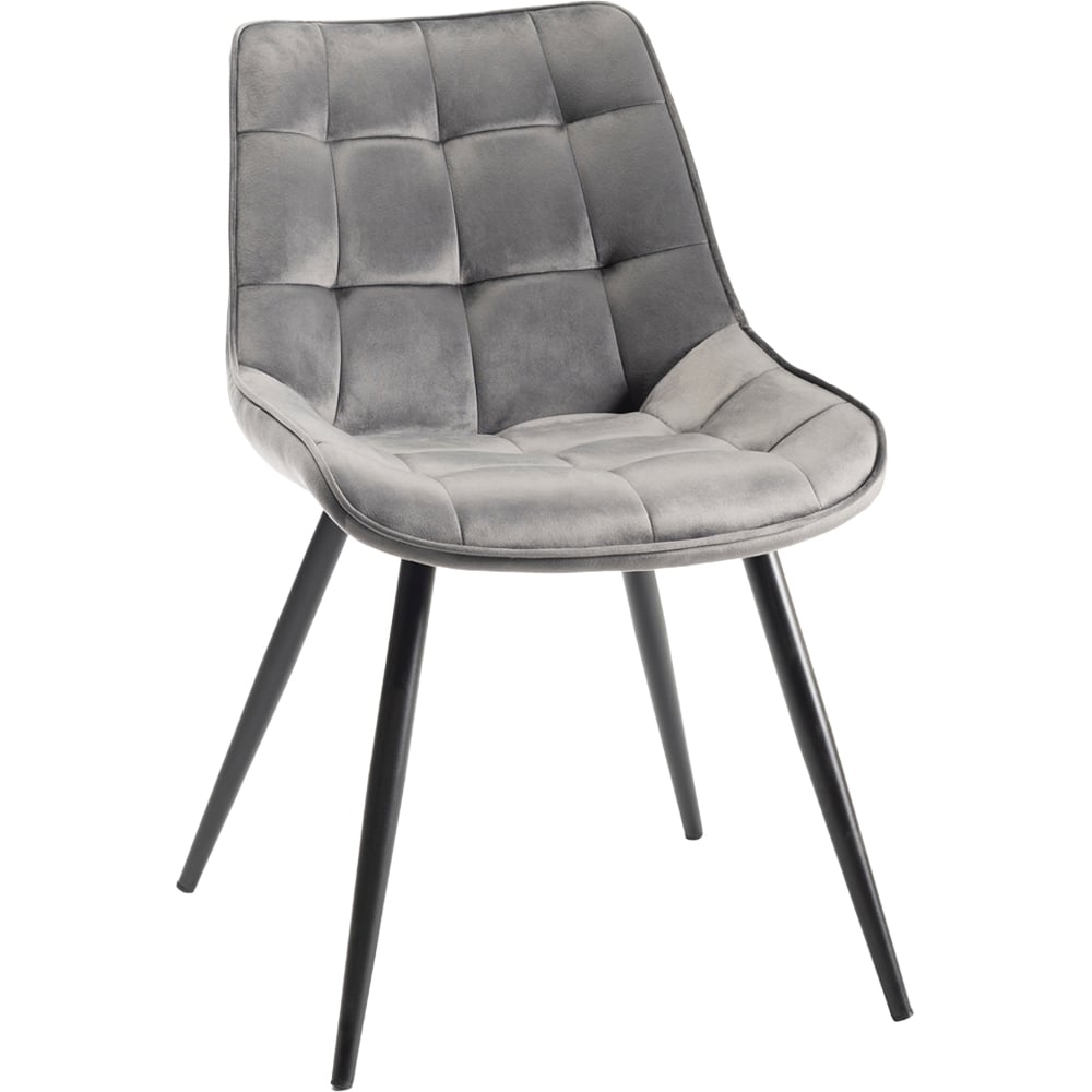 Bentley Designs Seurat Set of 2 Grey Velvet Fabric Upholstered Chair Image 2