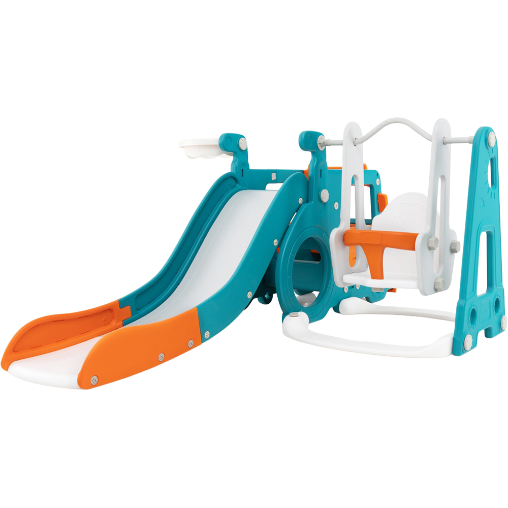Costway 5-in-1 Kids Multicolour Slide and Swing Set Image 1