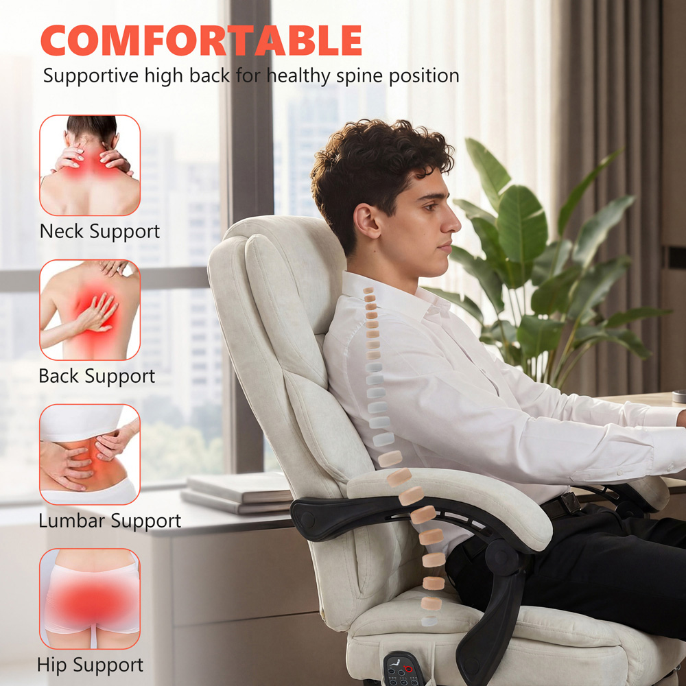 Portland Cream Massage and Heat Reclining Office Chair Image 4