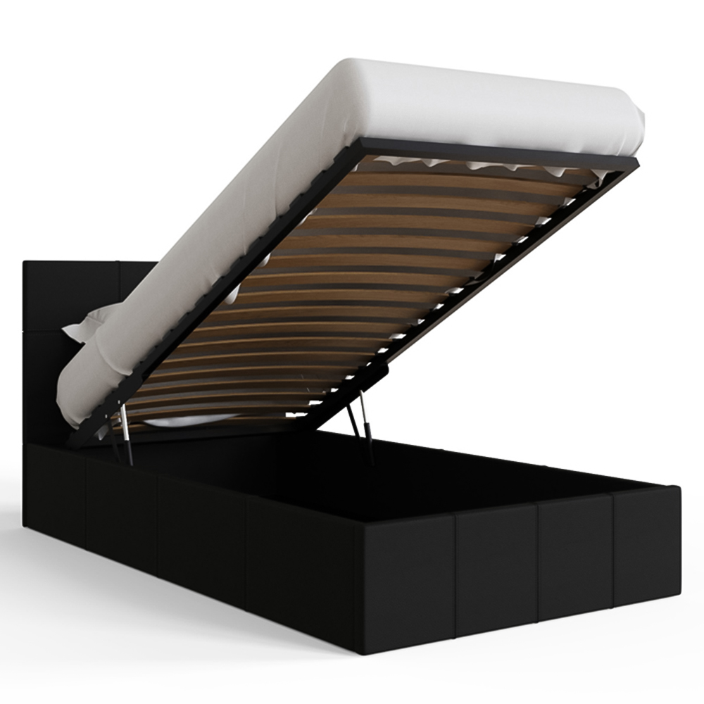 GFW Single Black Faux Leather End Lift Ottoman Bed with Memory Pocket Spring Mattress Image 4