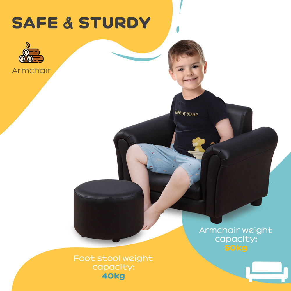 Tommy Toys Black Kids Armchair and Stool Set Image 5
