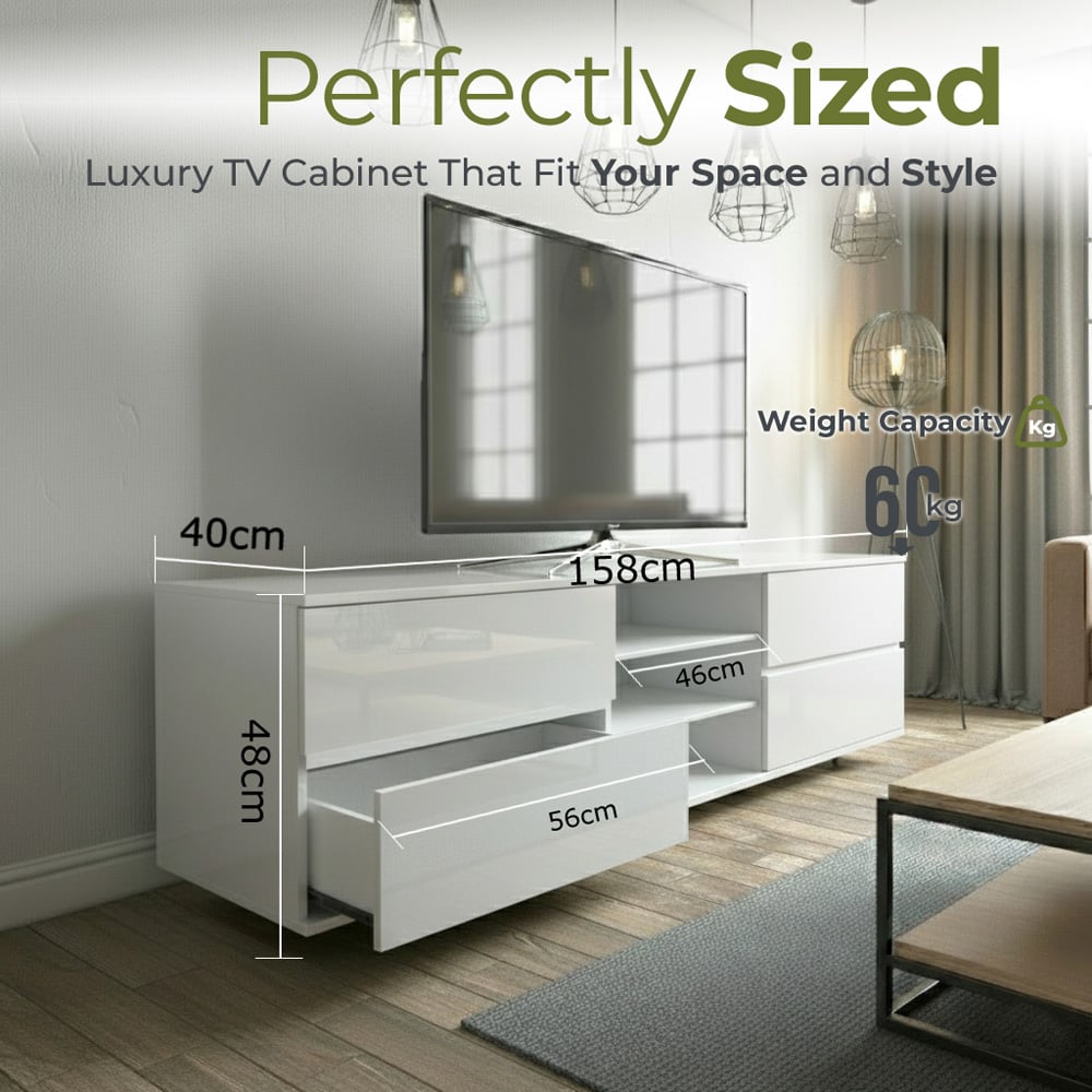 Centurion Supports Avitus 4 Drawer 3 Shelf Premium High Gloss White TV Unit Image 9