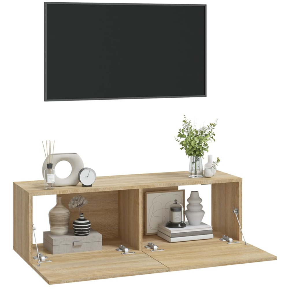 vidaXL 2 Door Sonoma Oak Wall Mounted TV Cabinet Set of 2 Image 4