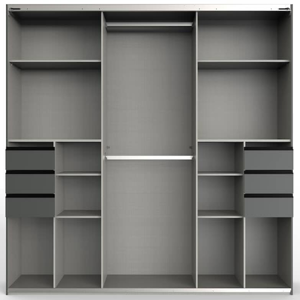 TJ'S Saigon 3-Section Grey Sliding Wardrobe Image 4