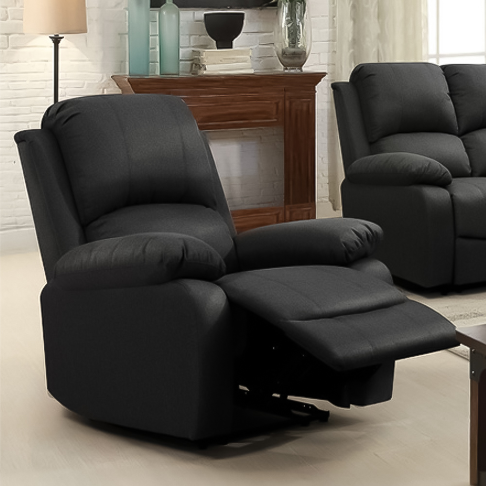 Brooklyn 6 Seater Dark Grey Luxury Fabric Reclining Sofa Set Image 4