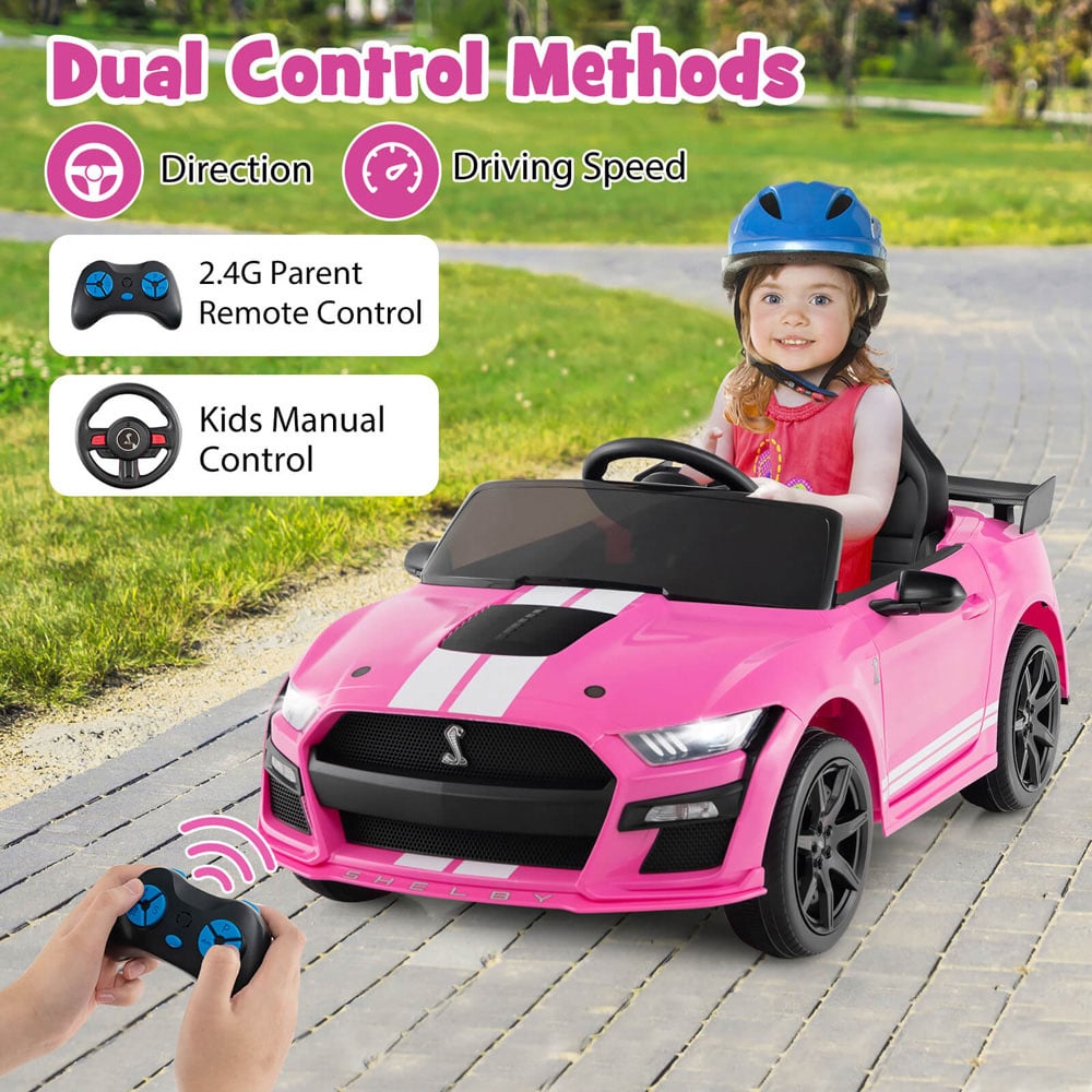 Costway Kids Pink Licensed Ford Mustang Shelby GT500 Electric Ride On Car 12V Image 7
