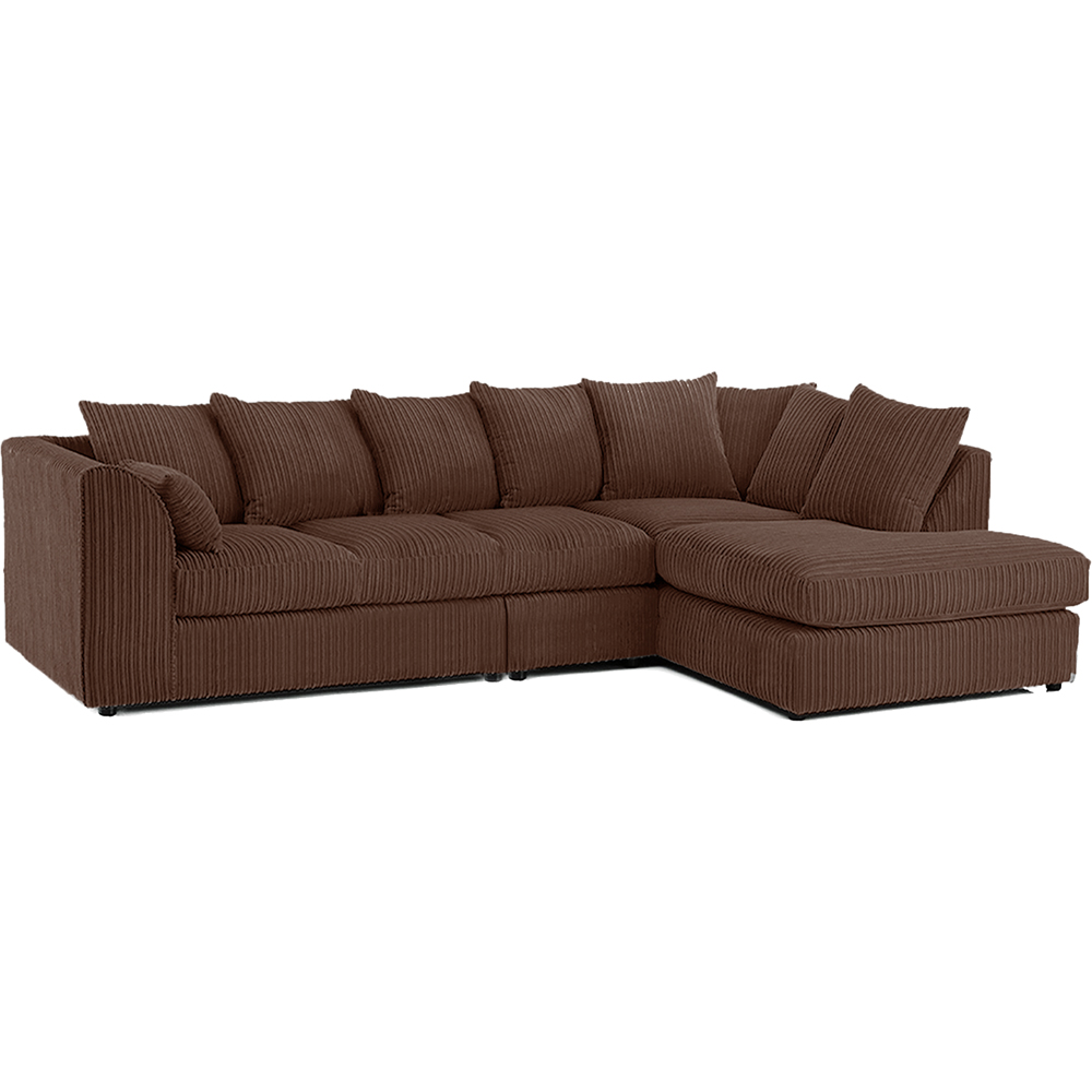 Luxor 4 Seater Chocolate Jumbo Cord Right Hand Facing Scatter Back L Shaped Corner Sofa Set Image 2
