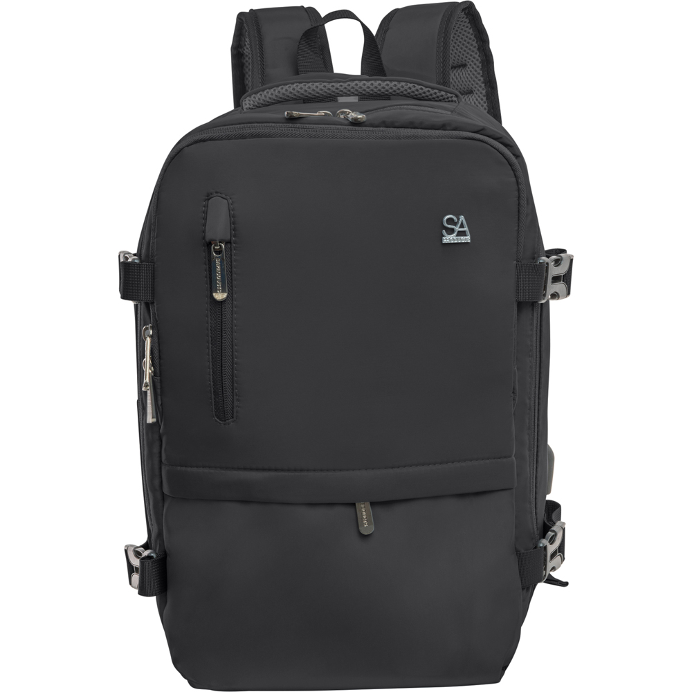 SA Products Black Cabin Backpack with USB Port and Trolley Sleeve Image 3