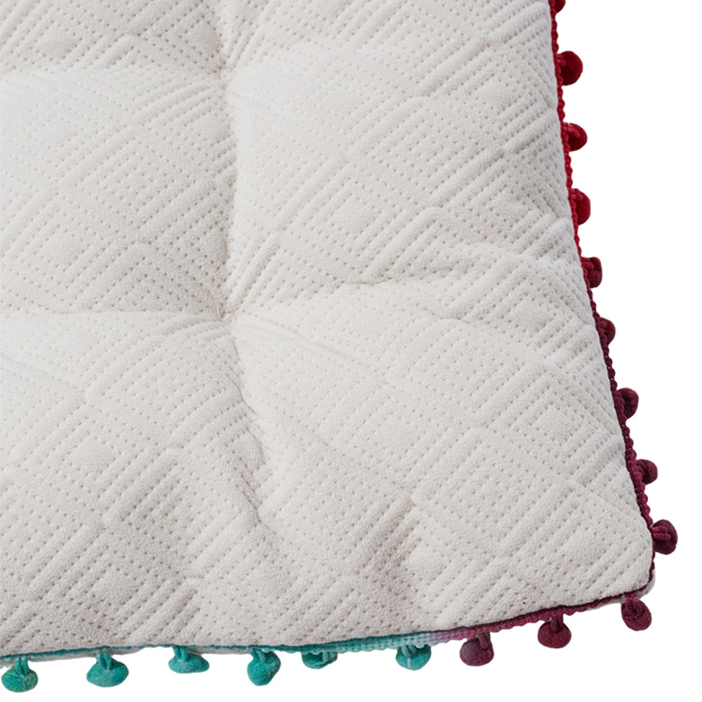 Living and Home White Square Dining Chair Cushion with Pom Poms 40 x 40cm Image 4