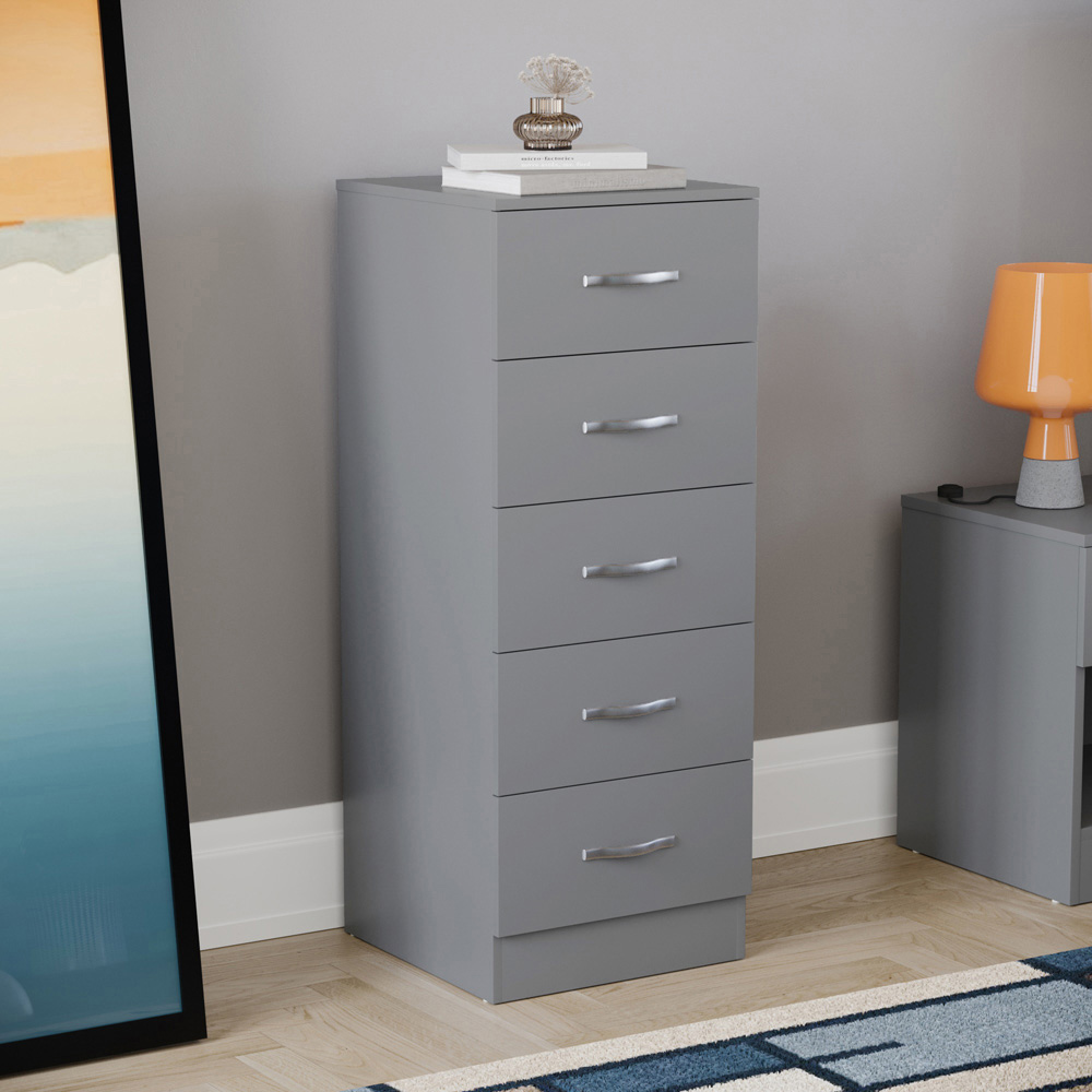 VIDA DESIGNS Riano Grey 3 Piece Narrow Bedroom Furniture Set Image 3