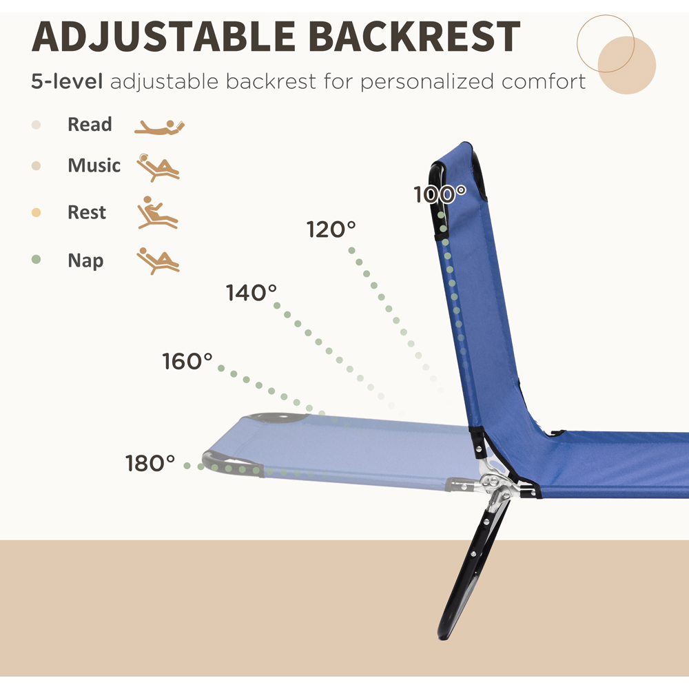 Outsunny Set of 2 Blue Folding Recliner Sun Loungers Image 4