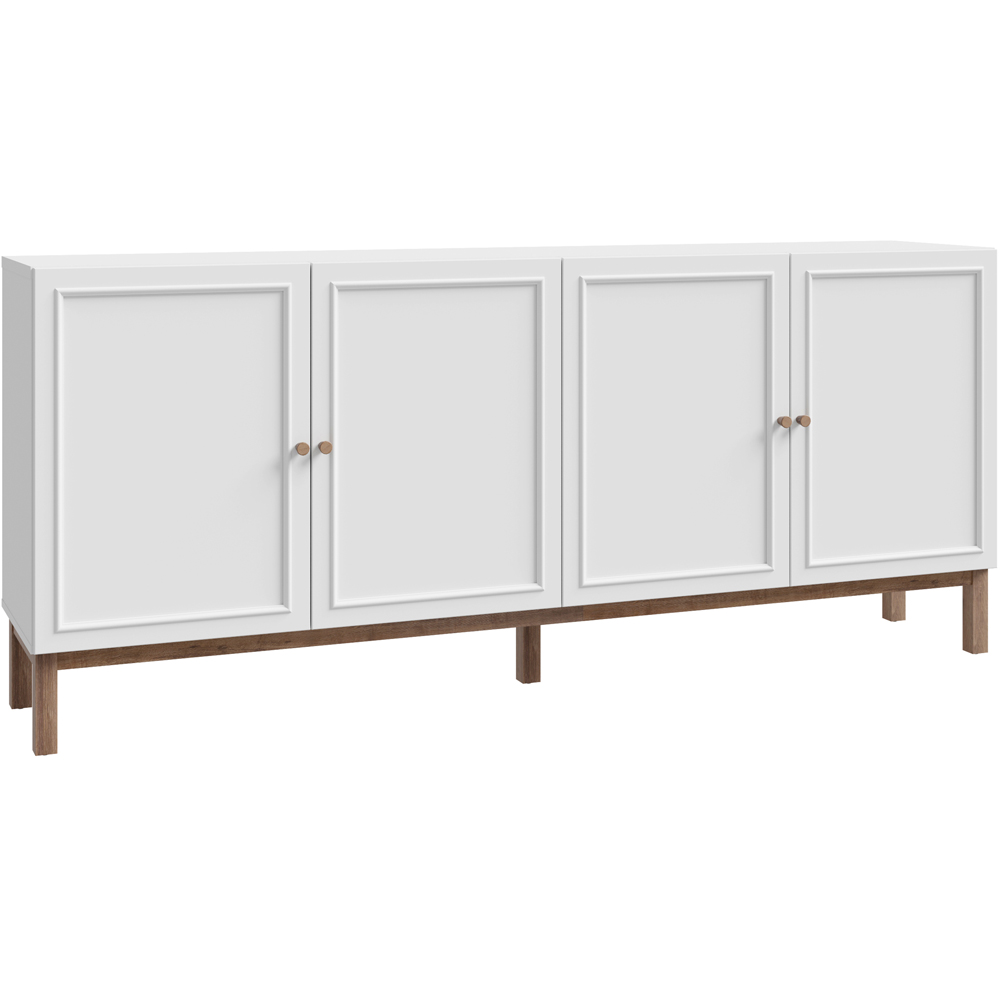Florence Wensley 4 Door Single Drawer Light Grey and Oak Sideboard Image 2