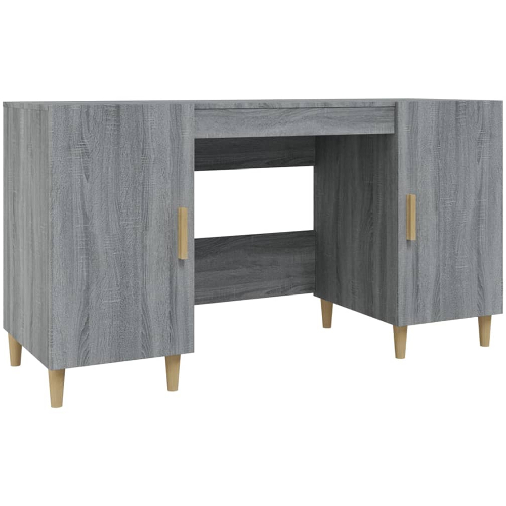 vidaXL 2 Door Computer Desk Grey Sonoma Image 2