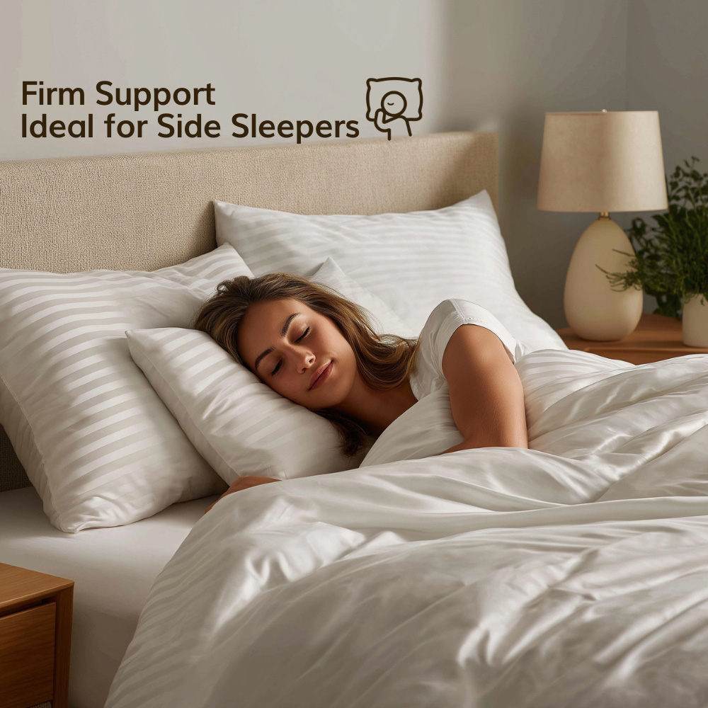 Opulent Home White Striped Medium-Firm Anti-Allergy Pillow 2 Pack Image 3