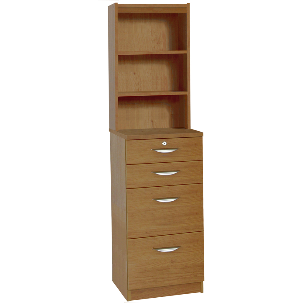 R White Cabinets 4 Drawer 3 Shelf Brown Filing Cabinet with Hutch Image 2