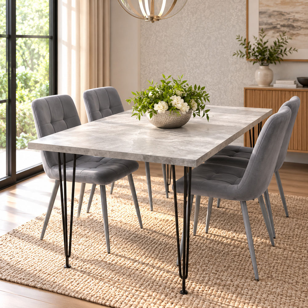 Kosy Koala 4 Seater Grey Dining Table Set Image 1