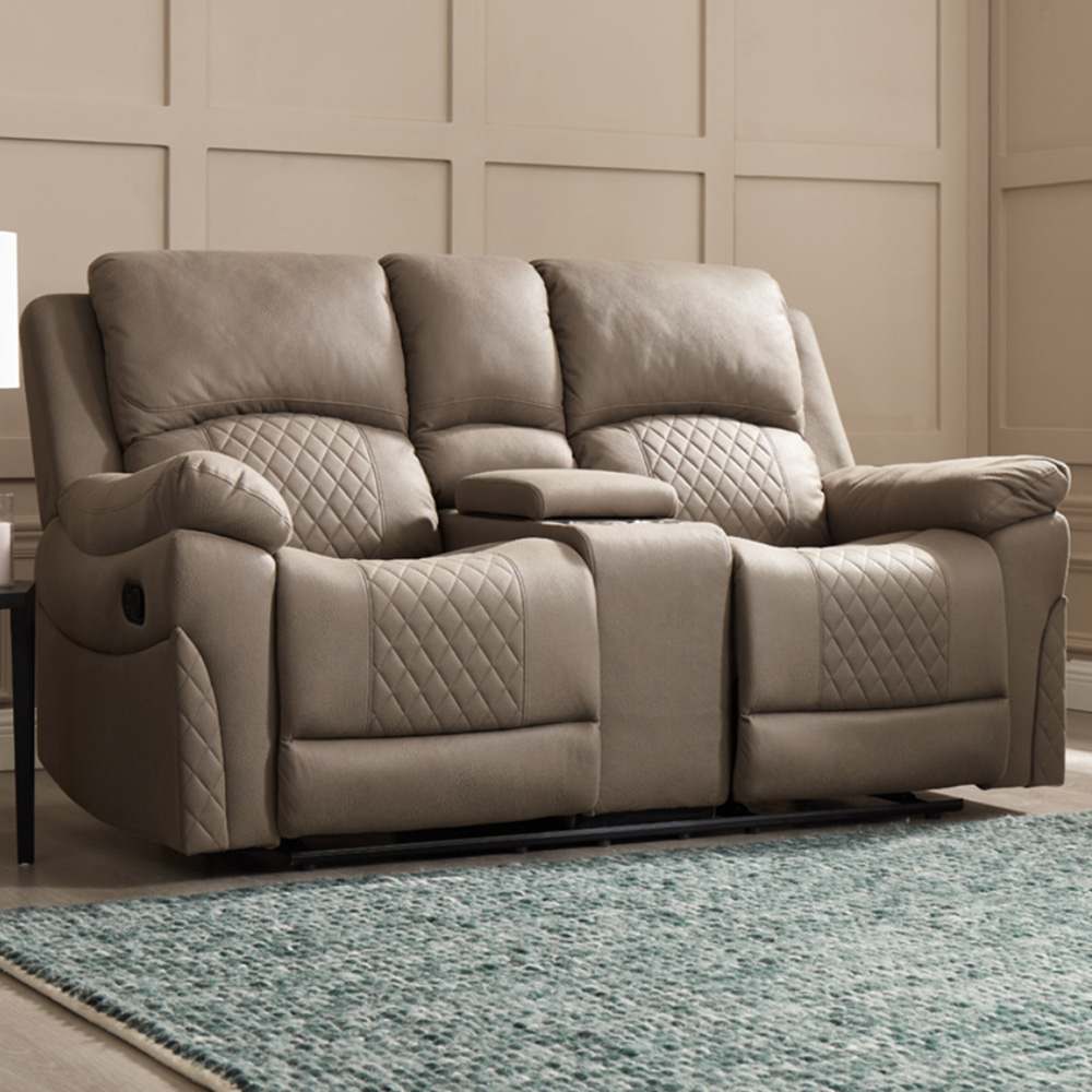 Home Detail Darius 2 Seater Brown Air Leather Manual Recliner Sofa Image 1