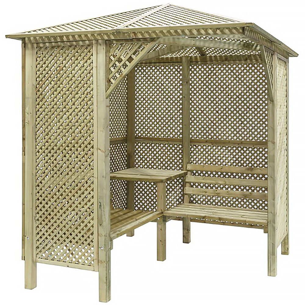 Shire Valencia 4 Seater 6 x 6ft Corner Pressure Treated Arbour Image 3