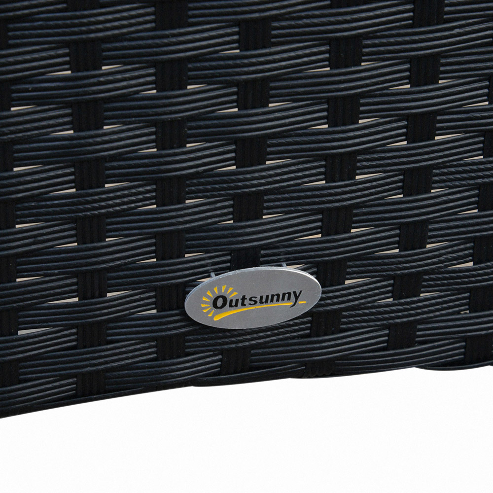 Outsunny 6 Seater Black Rattan Rectangular Garden Dining Set Image 3