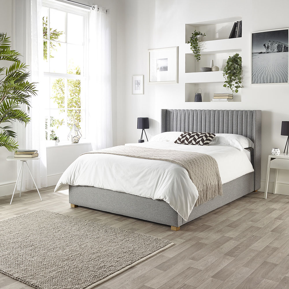 Catherine Lansfield Soho Single Grey Twill Ottoman Wing Bed Image 4