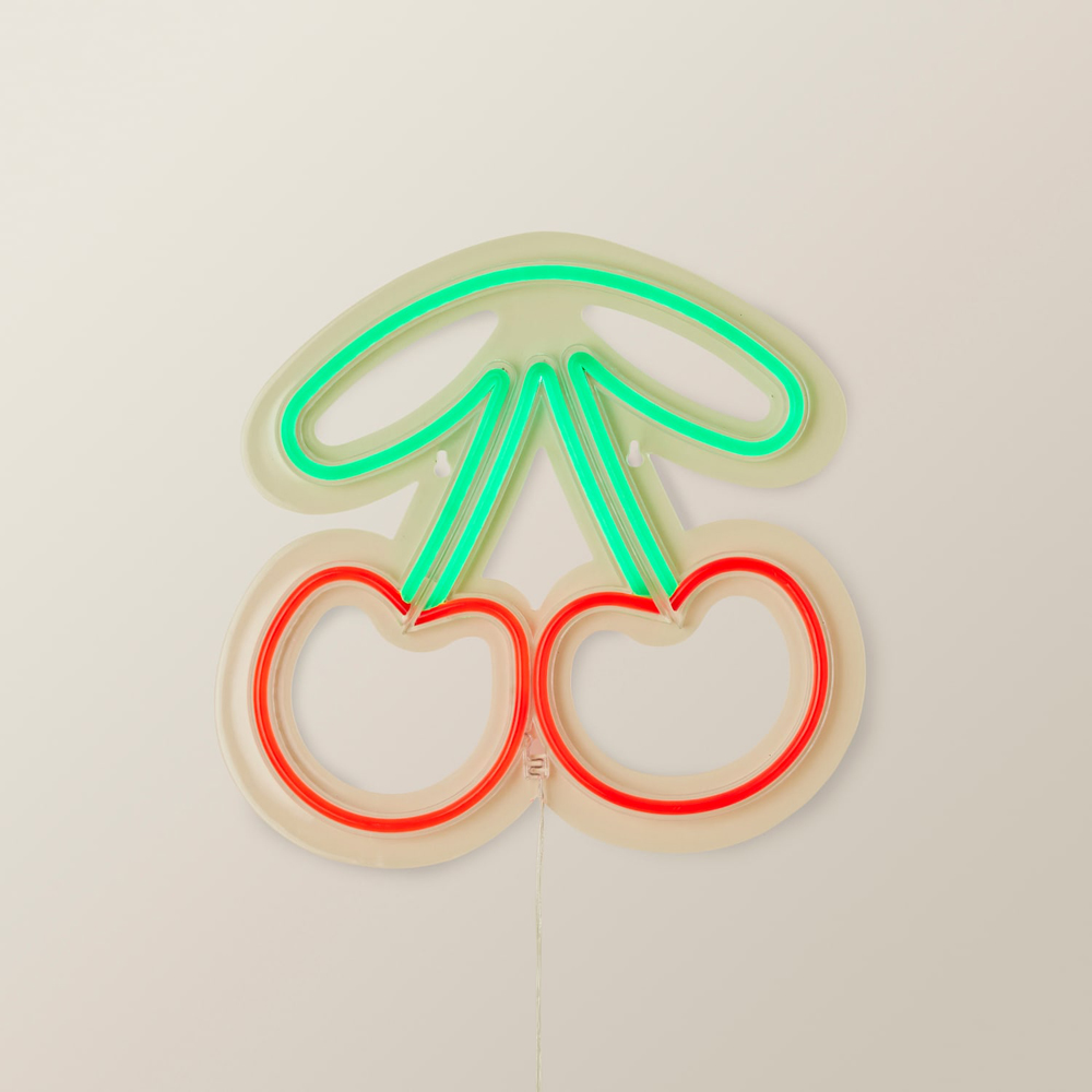 ValueLights Red Cherries with Green Stem Neon Wall Light Image 6