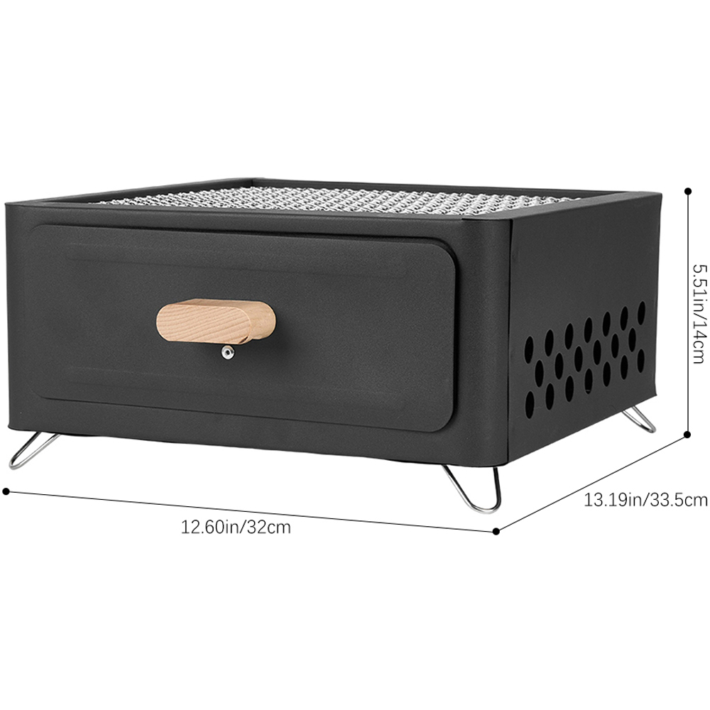 Living and Home Black Windproof Metal BBQ Grill and Tea Stove Image 8