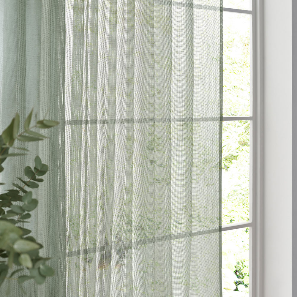 Yard Nimbus Eucalyptus Sheer Tie Top Curtain Panel 140 x 250cm Image 3