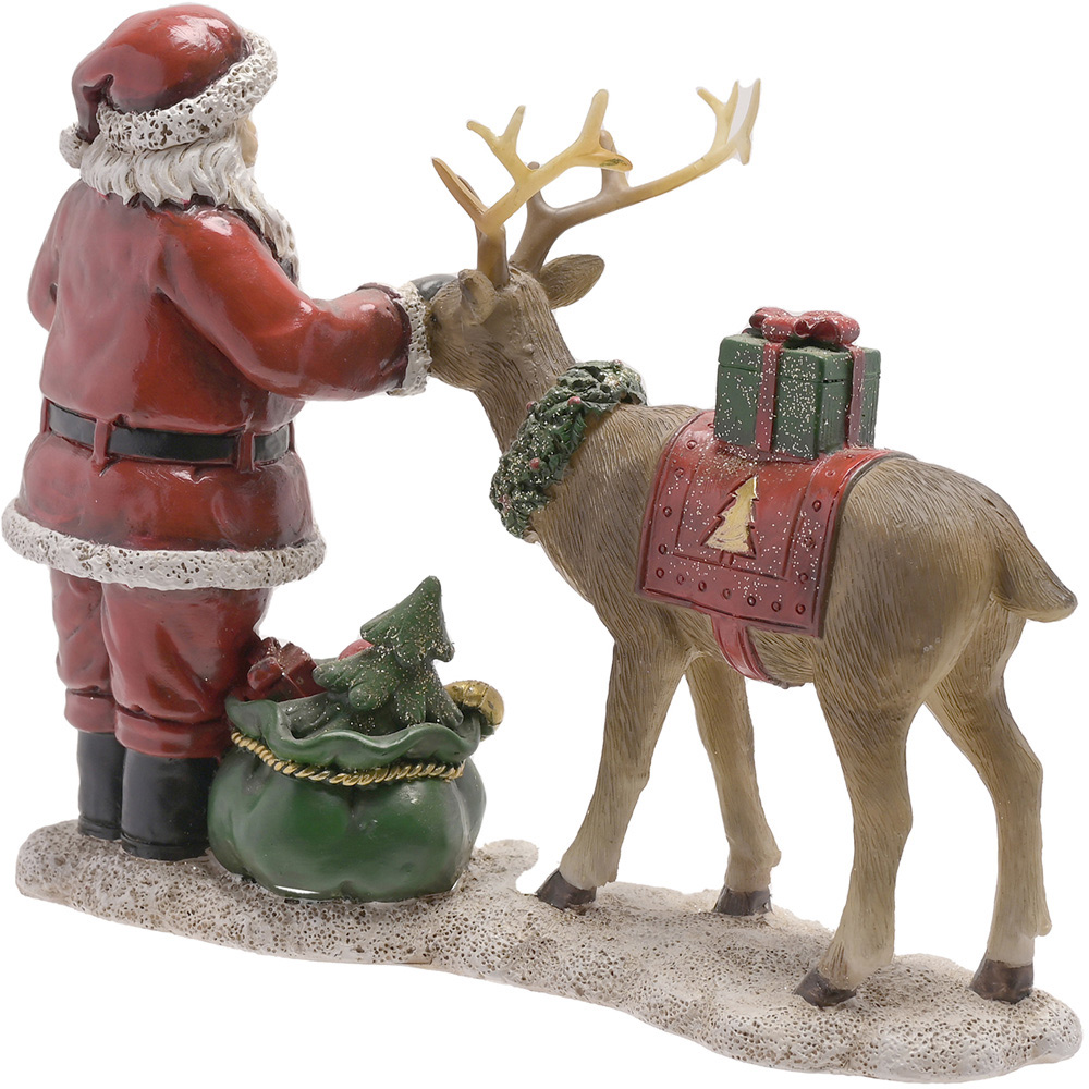 The Christmas Gift Co Red Santa and Reindeer Figurine Image 3