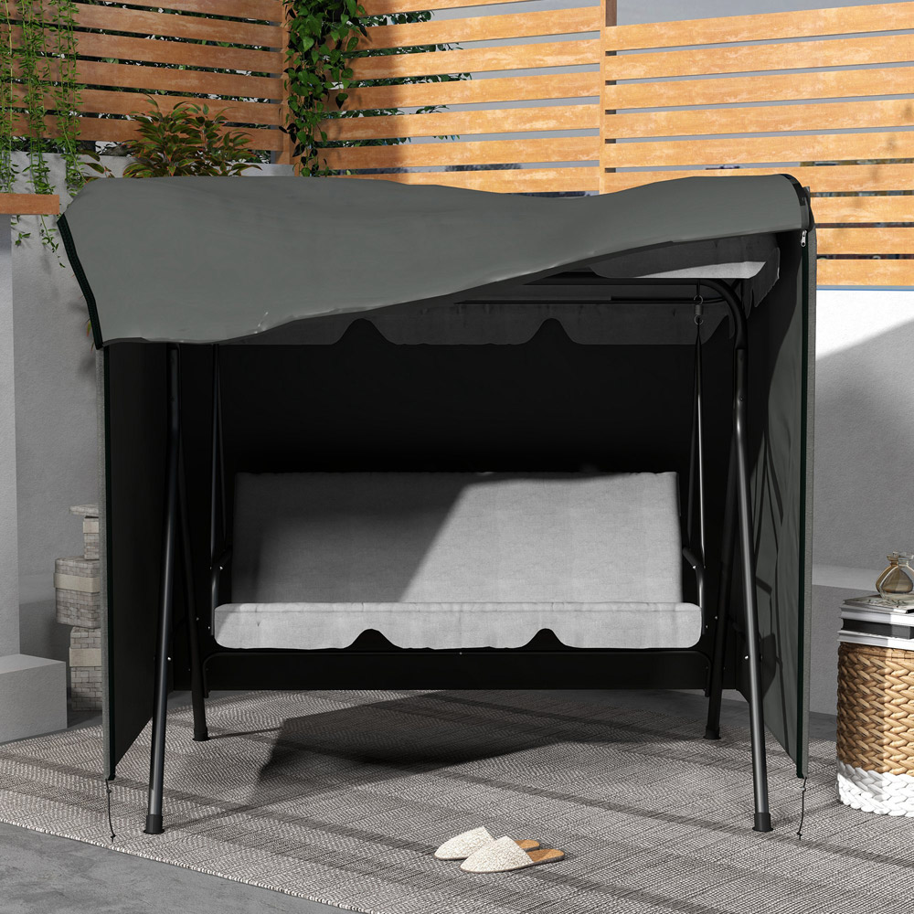Outsunny Dark Grey 3 Seater Swing Bench Cover 152 x 114 x 177cm Image 3