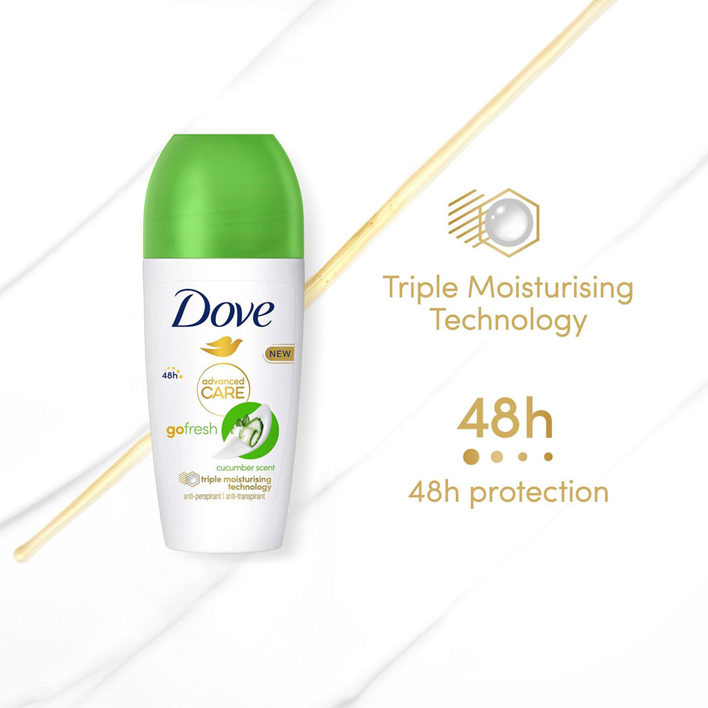 Dove Go Fresh Cucumber Women Anti-Perspirant Roll on Deo 50ml 12 Pack Image 4